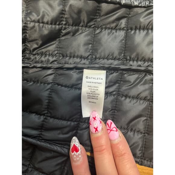Athleta Black Quilted Bomber Jacket Recycled Grandview Shortie size S gorpcore - Picture 6 of 7